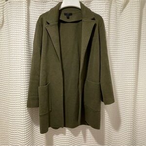 Sz S J. Crew Sophie Olive open front blazer cardigan 100% Merino Wool
